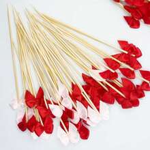 50/100pcs Butterfly Cocktail Picks, Long Toothpicks With Ribbon Butterfly Cocktail Sticks Wholesale, Suitable For Fruit Drinks, Desserts, Wedding, Christmas, Birthday Party Supplies - Multicolor - View 7