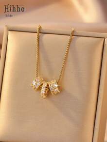 Hihho 1 Stück luxuriöse Zirkonia-besetzte Dreiring-Taillenkette, geeignet für den täglichen Gebrauch und Ausgehen von Frauen, lässt sich leicht zu verschiedenen Outfits kombinieren - Die schmale Taille der dritten Ringstraße - Übersicht 3