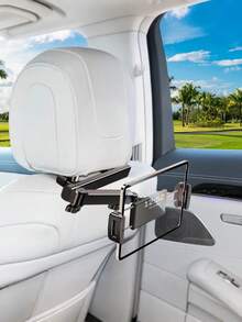 Soporte universal para tableta en reposacabezas de coche, soporte de doble brazo extensible para asiento trasero, soporte giratorio de 360° para teléfono para viajes, adecuado para niños - A - Ver 5