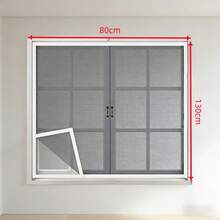 1pc Double-Sided Self-Adhesive Invisible Mosquito Net, Polyester Window Screen, No Drilling Required, Easy Installation, Transparent Mesh For Home Use - White-edged Gray Mesh - View 10