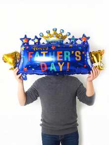 42pcs Father's Day Balloon Set, Includes "I Love You Dad, Best Dad, Happy Father's Day" Balloons, Silver "DAD" Banner Foil Balloon, Blue & Gold Latex Balloons, Gold Star Balloons, Suitable For Father's Day Party, Anniversary, Dad's Birthday Decoration, Holiday Party Decor, Photo Props, Gift For Dad, Father's Day Balloon Arch - Multicolor - View 9