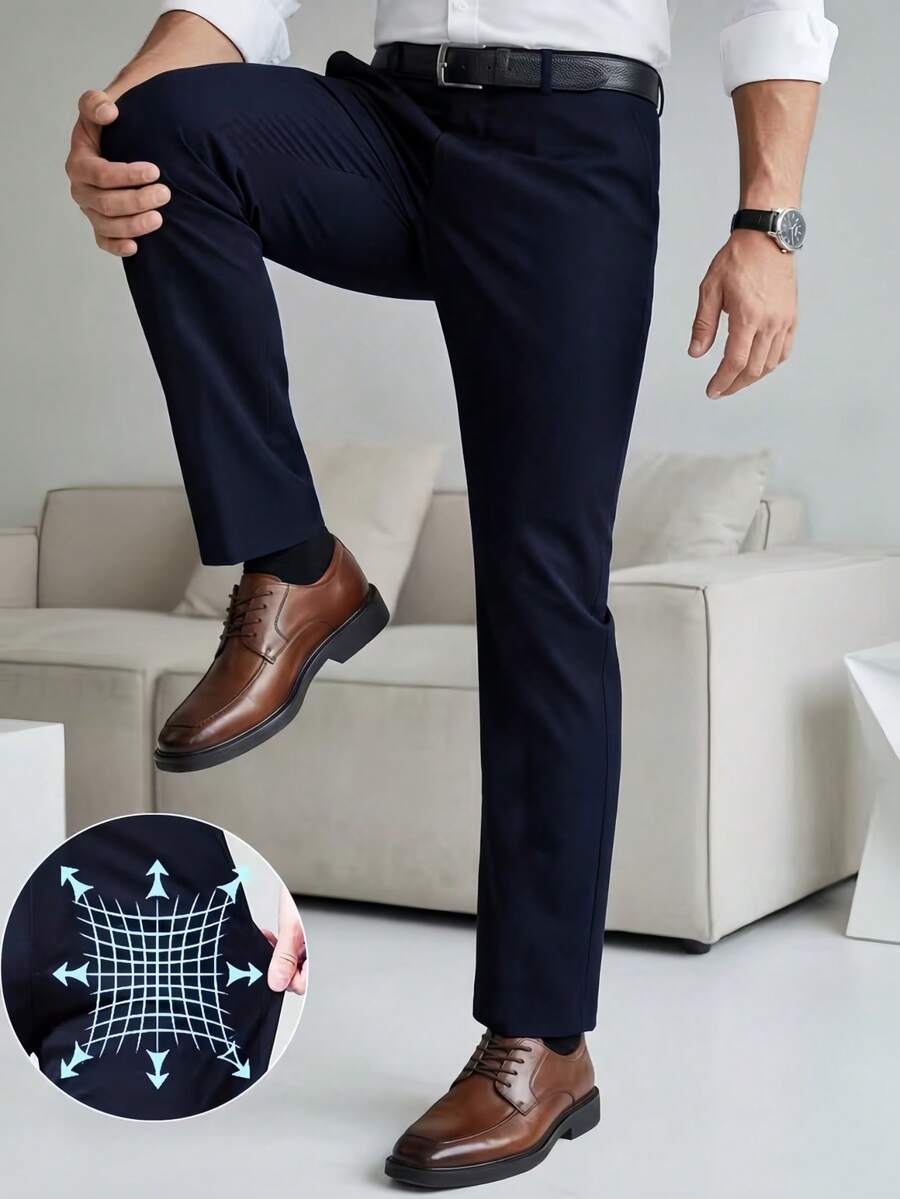 Men's Casual Straight-Leg Trousers, Suitable For Daily Office, Business Events, Weddings, Outdoor Golf, Men's Business Suit Pants