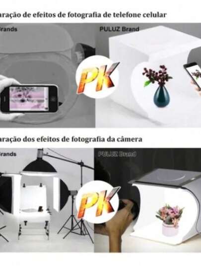 Caixa Luz Foto Light Box Estúdio Fotográfico Troca Fundos Coloridos