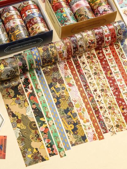 Bộ 15 cuộn/hộp băng dính Washi họa tiết cây cỏ và hoa lá phong cách retro, băng dính trang trí nhiều màu sắc khác nhau, dùng để làm sổ lưu niệm, nhật ký tự làm và trang trí đồ dùng học tập.
