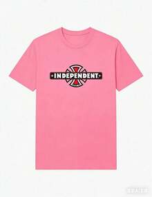 Independent Trucks Retro 90s Skateboard Graphic T-Shirt - White Crew Neck Tee With Black & Brown Emblem Print,Washable For Men, Teens, Skate Culture - 粉色 - 查看 1