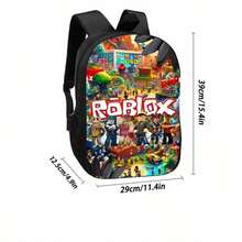 For & Cute Robot (Ro-B-L-O-X) Print Backpack - Lightweight With Adjustable Straps, 15-Inch Computer Bookbag, Durable Design For Travel & Casual Use, Secure Zippers - Black - View 5