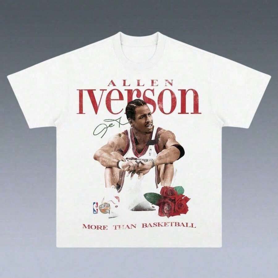 Vintage Tee, Retro Basketball Player Design SQKJ - 白色 - 查看 1