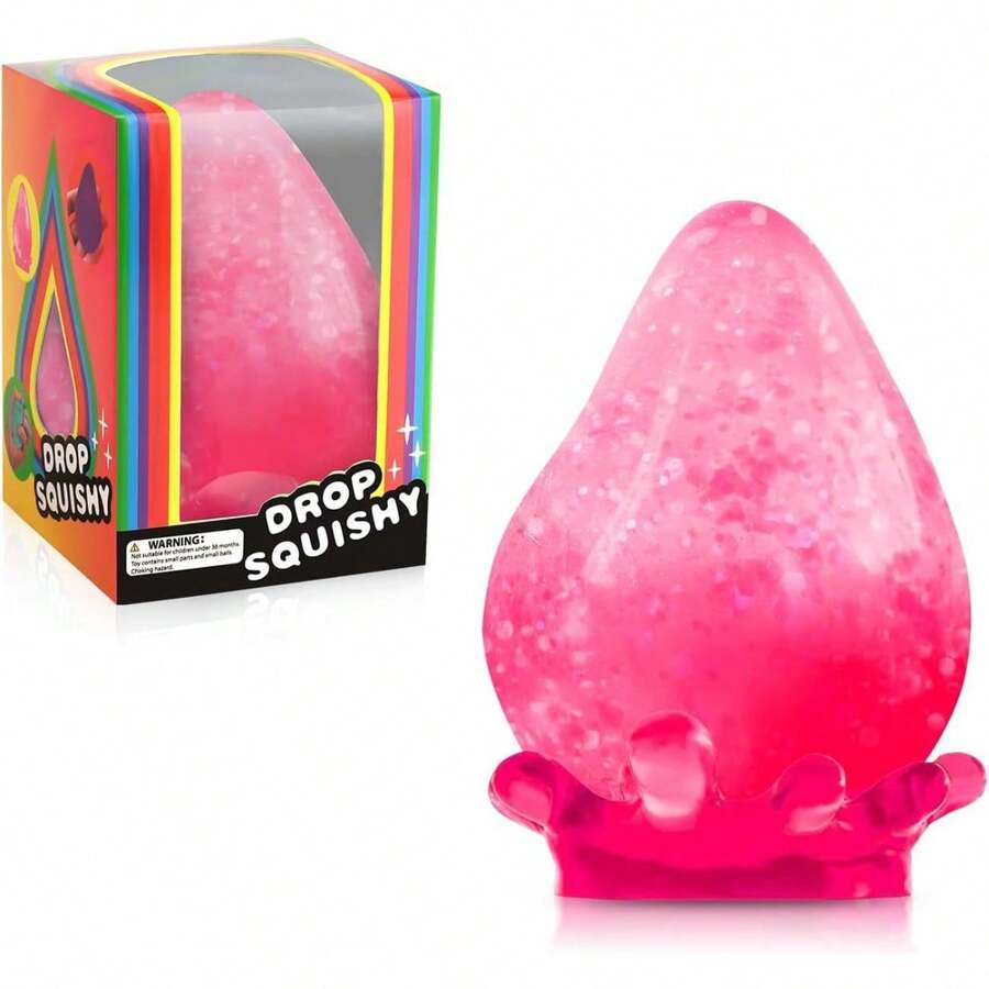 2 Packs Dream Squishy Drop Stress Balls For Adults Fidget Toys Adults, Fidgets Silicone Sensory Toys For Kids Autism, ADHD, Sensory Stress Relief Toys Birthday Day Gifts (Blue Pink) - 粉色 - 查看 1