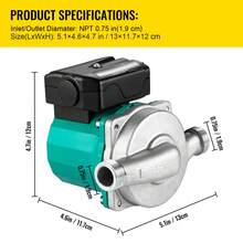 Bomba de recirculación de agua caliente , 93 W, 110 V, adaptador de latón de rosca G de 3/4″ a NPT de 1/2″, cabezal de acero inoxidable, control de 3 velocidades para calentador de agua eléctrico. - Rojo - Ver 2