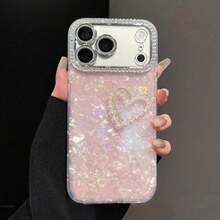 Luxury Pink Faux Pearl Fashion Phone Case Rhinestone Heart & Butterfly Design Phone Case + Wrist Strap Acrylic Hard Shell Creative Compatible With IPhone 17 Pro Max/17 Pro/17 Air/17/16 Pro Max/16/16 Pro/16 Plus/15/15 Pro Max/15 Pro/15 Plus/11/12/13/14 Pro Max/11 Pro/11 Pro Max/12 Pro/12 Pro Max/13 Pro/13 Pro Max/14 Pro/14 Pro Max/14 Plus Birthday Gift Spring Accessory - Nhãn dán hình trái tim ngọc trai màu hồng - Xem 8