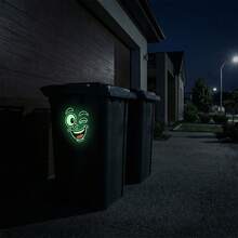 1pc Glow-In-The-Dark Trash Can Sticker, Fun Cartoon Expressions, Self-Adhesive And Removable Vinyl Sticker, Suitable For Kitchen, Bathroom, Bedroom Trash Cans, Office And Home Decoration. - Multicolor - View 7