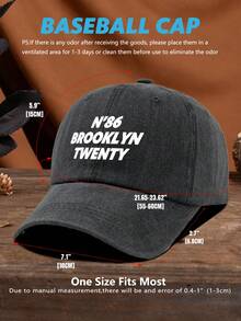 1pc Unisex Outdoor Casual Fashion Sports Retro N86 BROOKLYN TWENTY Graphic Adjustable Baseball Cap, Suitable For Spring/Summer, Versatile For Daily Wear, Camping, Fishing, Black & Multi-Color - Water-washed Baseball - View 5