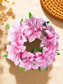 1 pièce Chouchou fleur de Hawaï simulée, élastique à cheveux, support de chignon/queue de cheval, accessoire capillaire pour plage et vacances d'été, décoration capillaire pour usage quotidien, cadeau de fête des mères pour femmes - Multicolore 1 - Voir 15