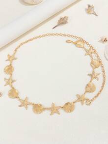 1 chiếc dây đeo eo kiểu Bohemian hình vỏ sò và sao biển, thắt lưng kim loại đa năng thời trang phóng khoáng, dây đeo bikini gợi cảm, phù hợp cho nữ đi biển, dự tiệc, tiệc chiêu đãi và mặc hàng ngày. - Vàng - Xem 4