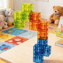 Transparent Colorful Magnetic Cube Blocks, Fun Stacking Toys For Kids, Sensory Development Educational Toys, 3D Assembled Building Toys, Giftable Kids Learning Toys - Multicolor - View 7