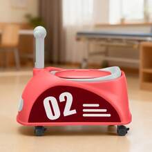 OYAJIA 2-in-1-Töpfchenstuhl mit Spielauto, im Rollwagen-Design, mit herausnehmbarem Inneneinsatz für einfache Reinigung, ausgestattet mit Griffen und Polsterung, geeignet für Kleinkinder ab 18 bis 36 Monaten für unterwegs, in Rot und Gelb. - Rot - Übersicht 4