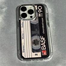 1 chiếc ốp lưng điện thoại mạ điện trong suốt, họa tiết băng cassette nhạc biển, chống sốc, chống bám vân tay, bảo vệ ống kính, tương thích với iPhone 11/12/13/14/15/16/17 Pro Max/Plus 7/8/XR/Air - Nhiều màu - Xem 1