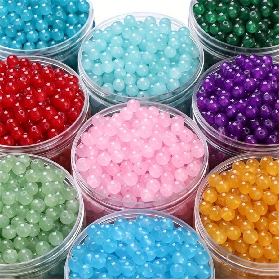 beadia 6/8Mm 500pcs Solid Color Glass Loose Beads Necklace Making Beads Handwoven Additions - Multicolor - View 1