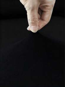 1件纯色牛奶丝弹力沙发坐垫套，高弹防尘，四季通用，适用于花园藤制沙发坐垫保护套 - 黑色 - 查看 9