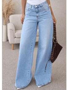 Women's Wide-Leg Jeans, High-Waisted, Butt-Lifting Style. - Light Wash - View 4