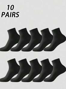2/6/10 Two-Tone Solid Color Sports Socks (Black & White) Simple Style Men's Belted Design Durable & Anti-Slip Basketball Socks - Multicolor - View 4
