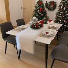 1pc White & Valentine's Day Soft Plush Faux Fur Table Runner, White, Pink- 13x36 Inch, 13x72 Inch Winter Home Decor,Holiday Party Dining Table Cover Coffee Table & Dresser, White Fuzzy Festive Birthday Decoration,Theme Tablecloth,Holiday Kitchen Dining Table Decoration Home Party Decor,Room Decoration, Holiday Party Decoration,Holiday Dining Indoor/Outdoor Use - trắng - Xem 4