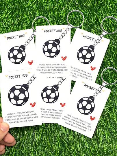 16pcs/Set Football Keychain Gift Set, Including Football Keychain And Hug Card, Suitable For Football Party, Theme Party, Sports Party And Birthday Gift, Perfect Gift For Sports Enthusiasts And Football Fans