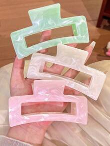3件套 女士 3.94英寸 糖果色奶油大理石纹理方形发夹，时尚百搭优雅简约发饰，适合日常休闲、派对、通勤、度假、洗脸、化妆、搭配服装，优雅发爪，女士发夹，夏季服装 - 彩色 - 查看 12