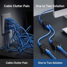 Adaptador de conector de red RJ45, divisor blindado extensor para conexión de cable de computadora y router - Negro - Ver 4
