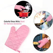 1 chiếc găng tay chịu nhiệt 160°C dùng cho lò vi sóng, chất liệu polyester, thích hợp cho dụng cụ nhà bếp, nồi hấp, nướng bánh. - Hồng - Xem 4