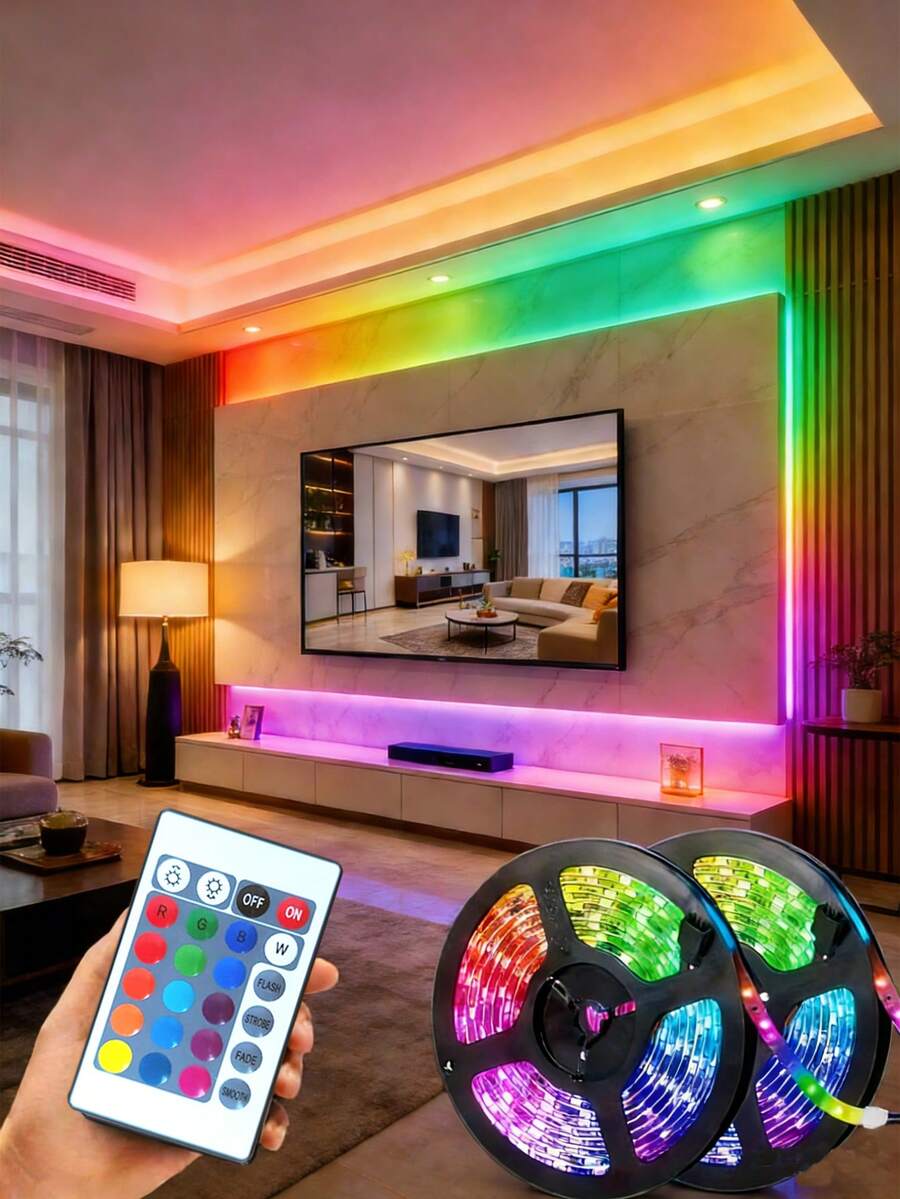 Bộ 1 đèn LED dây DIY USB, đèn LED dây thông minh dùng nguồn USB, 24 phím điều khiển DIY trang trí trong nhà cho nhà cửa, nhà bếp, phòng khách, ký túc xá, tiệc tùng, đèn nền TV, đèn LED tủ linh hoạt 3.28ft/9.84ft cho trang trí nhà cửa, Halloween, Giáng sinh