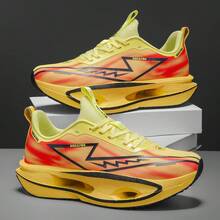 Sepatu Lari Pria Ringan dan Bernapas, Dilengkapi Teknologi Sol Dalam Serat Karbon - Desain Warna Gradien, Sol Peredam Guncangan, Cocok untuk Aktivitas Luar Ruangan, Santai, dan Mendaki di Semua Musim - Sepatu Atletik Bertali Rendah, Sepatu Mendaki dengan Desain Warna Gradien dan Struktur Penopang Bantalan - Kuning - View 16