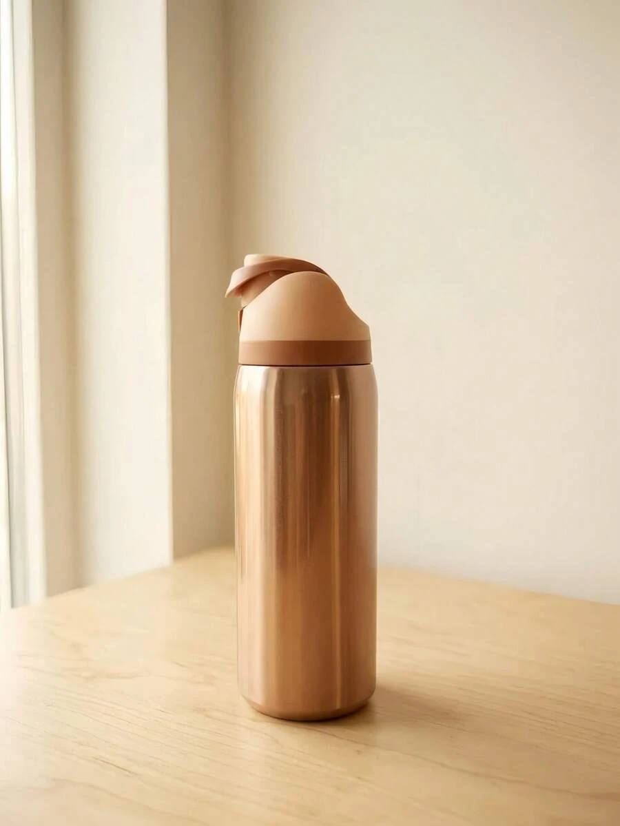 0waala 32oz Stainless Steel Water Bottle With Flip Lid – Rose Gold, Leak - Proof, Minimalist Style, Keeps Drinks Cold 24H & Hot 12H, For School, Camping, Sports & Everyday Use - vàng hồng - Xem 1