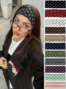 1/3/6条装波点发带，女士宽弹力头巾式发带，防滑柔软弹力发圈，适合夏季瑜伽、健身、运动、日常佩戴，时尚发饰，也适合度假和旅行。 - 彩色 - 查看 7