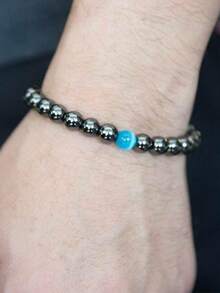 Vòng tay đá Hematit, vòng tay hạt đá tự nhiên dành cho nam, nữ, unisex, cặp đôi, tăng cường sự tự tin, bảo vệ năng lượng, tập trung, chữa lành, đá pha lê tối giản, vòng tay màu đen, trang sức thời trang, quà tặng. - Tháng tư - Xem 5