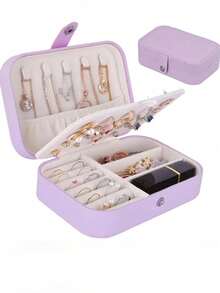 1pc Large Capacity Multi-Functional Jewelry Storage Box, Portable Travel Jewelry Box, Women's Gift Jewelry Box, Suitable For Storing Rings, Necklaces, Earrings, Minimalist Travel Home Jewelry Organizer, Travel Essential, Cruise Essential, Back To School Essential - Multicolor - View 10