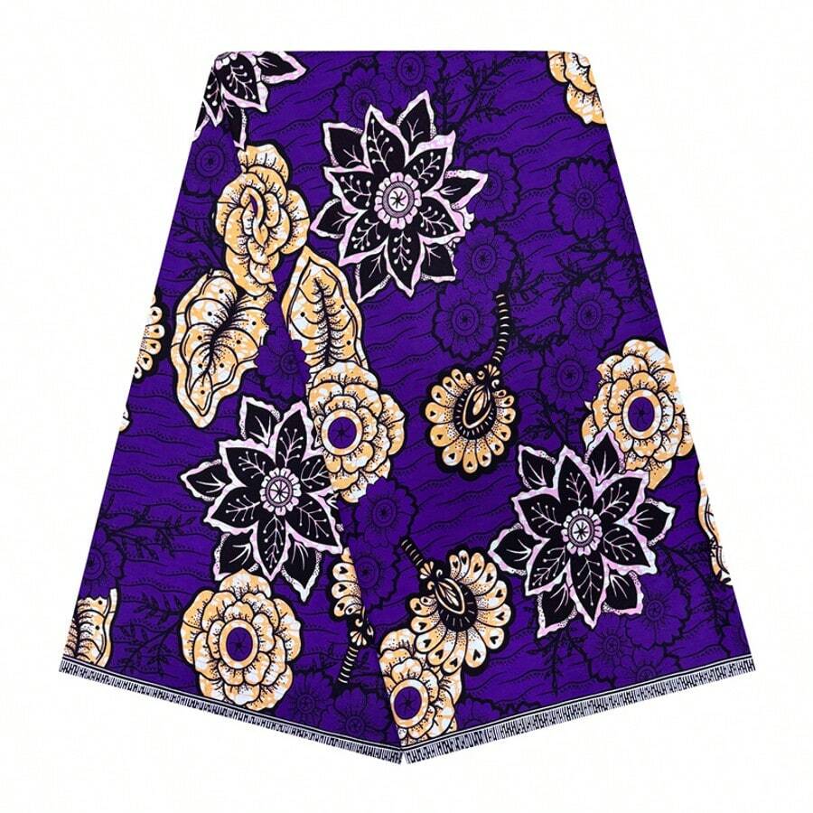 1 cuộn vải in sáp châu Phi thiết kế nghệ thuật độc đáo dài 6 thước - 100% cotton, họa tiết hoa và họa tiết chạm khắc nhiều lớp màu tím đậm với kết cấu batik tinh tế, chất liệu vải Ankara lai hình học-hoa độc đáo, thích hợp để may vá, làm váy thời trang và trang trí nhà cửa ấn tượng. - Vải batik - Xem 1
