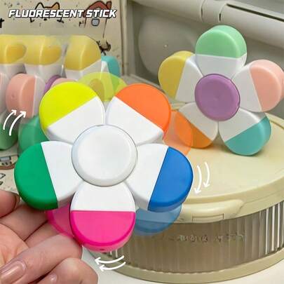 1pc Creative Flower Shaped Highlighter Pen, 5-In-1 Mini Colorful Drawing Pen Suitable For Diary, Decoration, Doodle, Marking And Scrapbooking