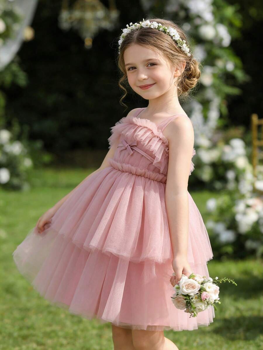 Vestido de tul de princesa para niña pequeña, adecuado para cumpleaños de niños, ceremonias de boda, dama de flores, fiestas y ocasiones formales