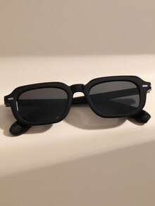 New Women's Square Small Frame Retro Minimalist Elegant Fashion Glasses, Suitable For Street, Vacation, Versatile Accessory - 黑色 - 查看 3