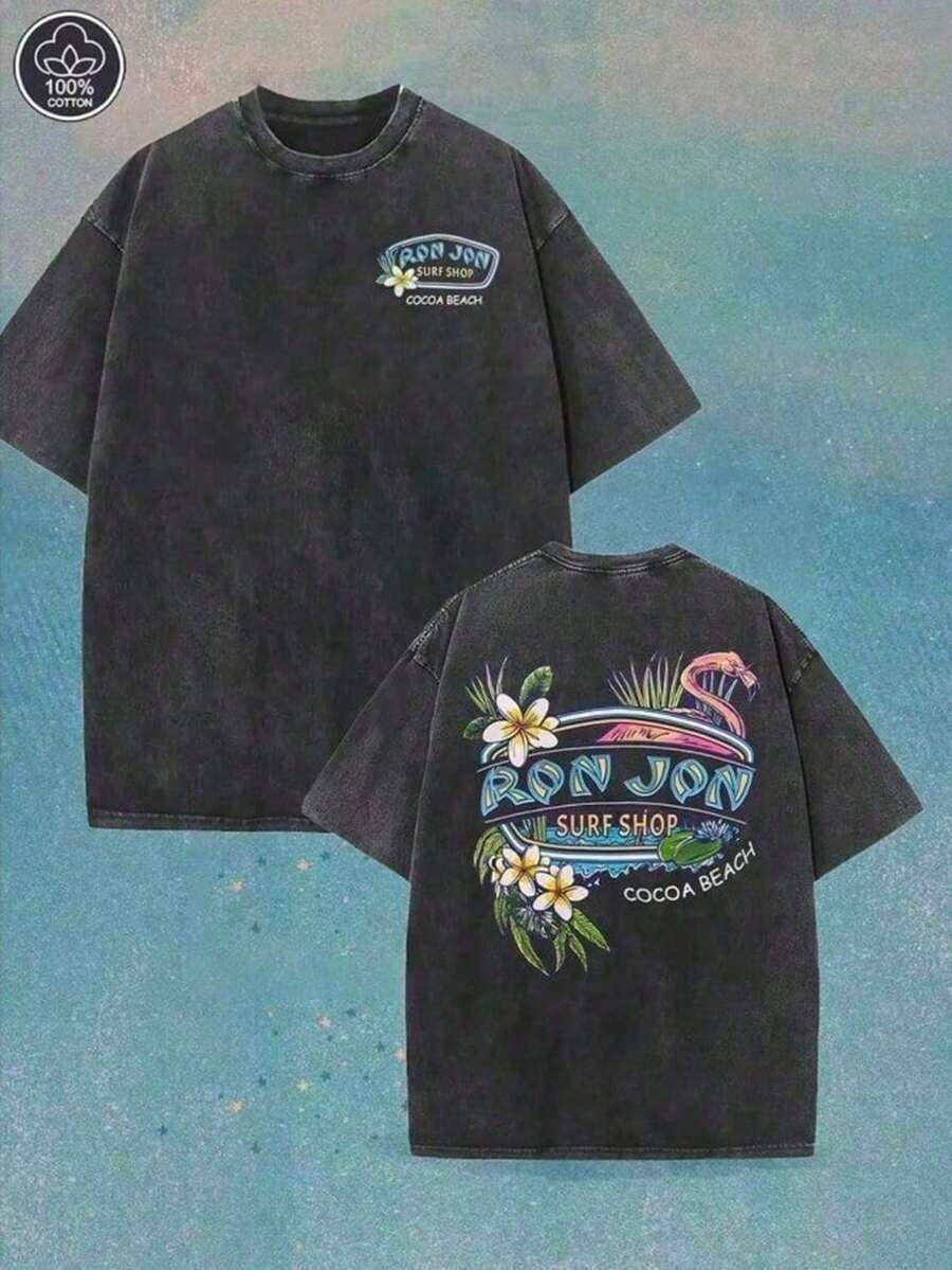 Surf Shop Graphic Shirt, Street Style Casual Shirt Tank Top - Multicolor - View 1