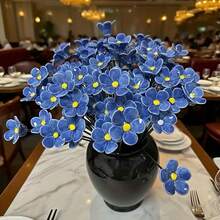 1p/6p Handmade Ceramic Flower, "Blue Love" Series, Washable, Easy To Clean, Reusable, Never Fading, Is The Perfect Gift Choice For Valentine's Day, Christmas, And Mother's Day, Used For Holiday Decoration, Interior Decoration, And Home Decoration - Blue - View 7