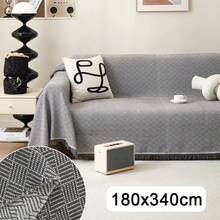 Extra Large Cotton Fringed Throws For Sofas Settee Bedspread Bed Covers Blankets - Grey - View 4