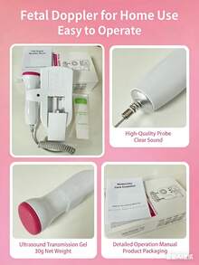 Handheld Home Belly Rhythm Listener, Portable Pregnancy Abdominal Sound Detector With Conductive Gel, Private Daily Belly Care Sound Checking Tool - Pink - View 3