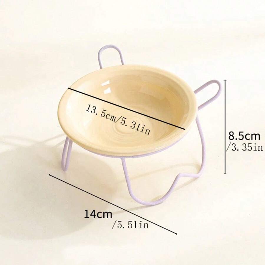 Bát đựng thức ăn và nước uống bằng gốm có chân đế sắt, thích hợp cho mèo và chó nhỏ, bảo vệ cổ, an toàn khi sử dụng trong lò vi sóng và máy rửa chén, chống trượt. - Một kích thước - Xem 1