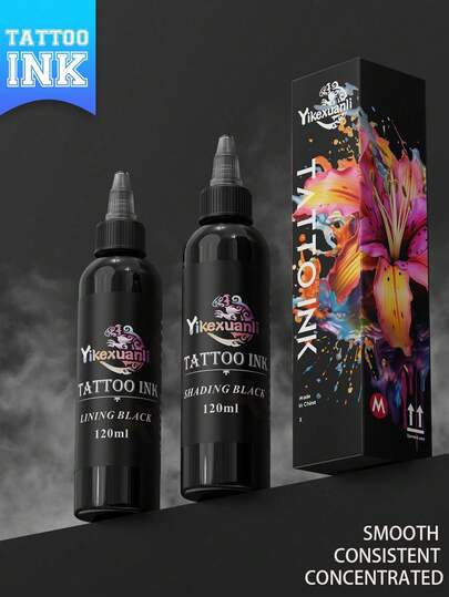 yikexuanli Una botella de tinta para tatuajes premium negra | Negro extremo/super negro, color profundo y rico, adecuado para contornos, sombreado y mezcla, de larga duración y resistente, adecuado como regalo para entusiastas de los tatuajes, regalos navideños y regalos de cumpleaños.