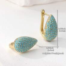 Vintage Luxury Synthetic Turquoise Earrings, Fashionable Elegant Elegant, Suitable For Daily Wear And Vacation, An Ideal Gift For Her - Gold - View 4