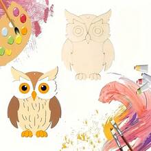 Hollow Wooden Owl DIY Craft, Colorful Painted Woodwork, Children's Graffiti With Hole For Rope Decor Hanging Gift - Multicolor - View 6