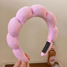 1pc Cloud Bubble Headband, Braided Sponge Hair Hoop For Women, High-End Towel Cloth Headband With Widened Fluffy Structure To Create Illusion Of Higher Hairline, Suitable For Daily Face Washing, Makeup, And Masking To Fix Flyaway Hair Travel Accessories Hair Band Diadema - Multicolor - View 7