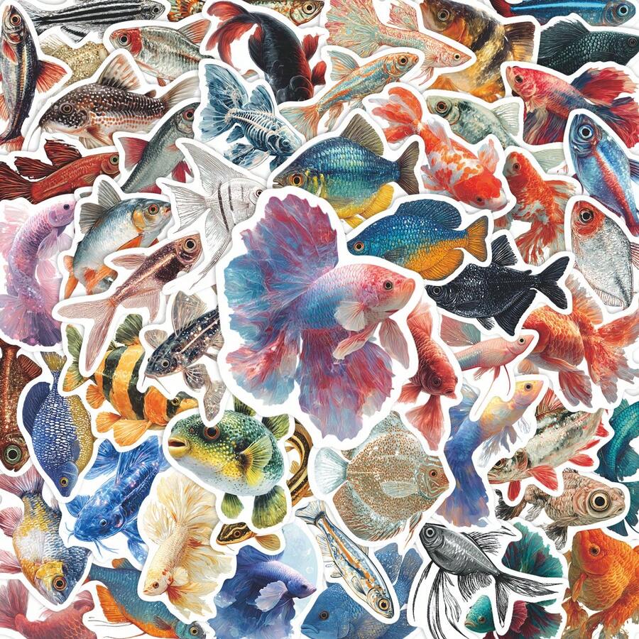 58 Miếng Dán Hình Cá Vàng Hoạt Hình - Chất Liệu Vinyl Chống Thấm Nước, Thích Hợp Cho Máy Tính Xách Tay, Bình Nước, Sổ Tay, Vali, v.v. - Quà Tặng Tự Làm Sổ Lưu Niệm Vui Nhộn, Phụ Kiện Sổ Lưu Niệm - Người ngoài hành tinh - Xem 1